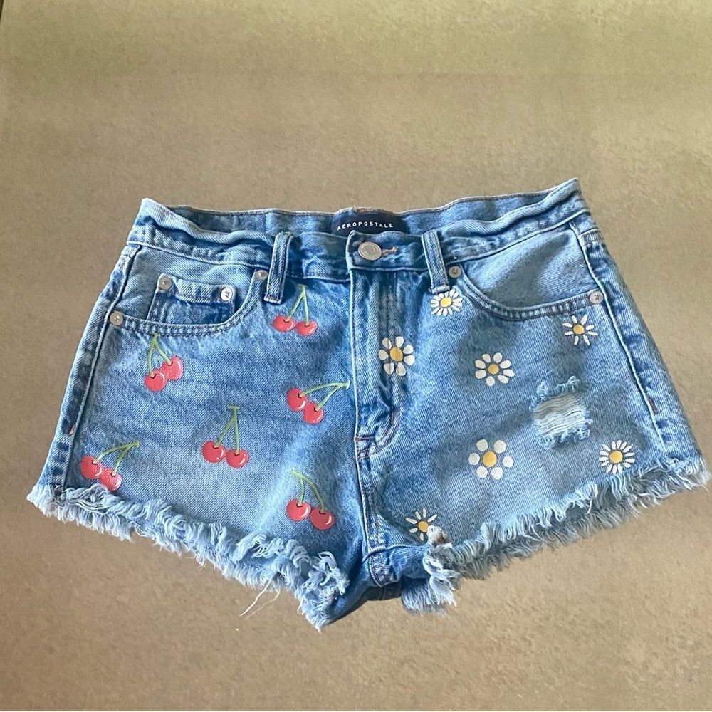 Aeropostale High-Rise Denim Shorty Shorts